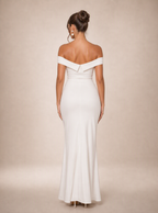 Zephrina Amalisse off-shoulder knit maxi dress in white