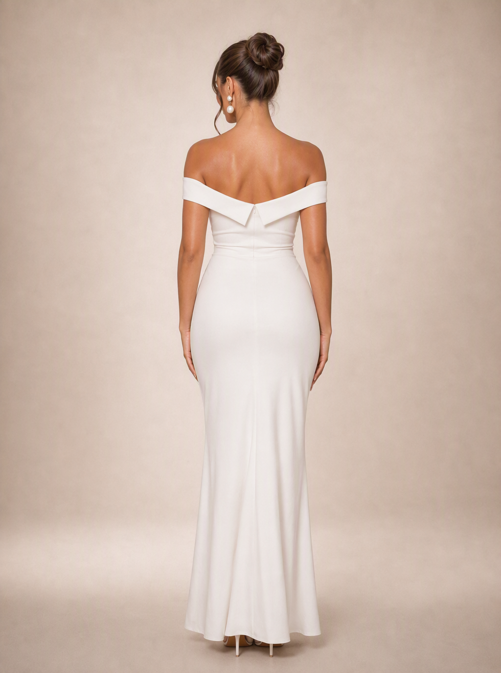 Zephrina Amalisse off-shoulder knit maxi dress in white