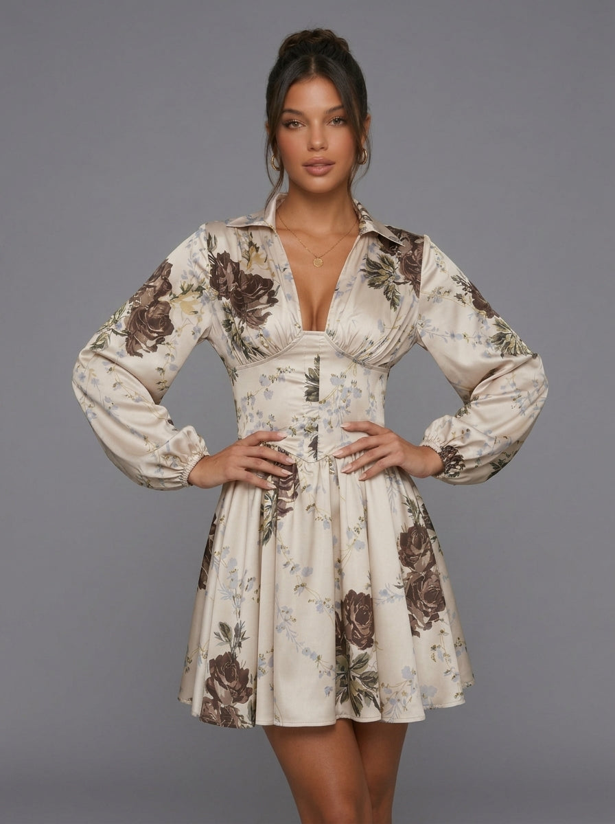 Zephrina Briselle floral satin mini dress