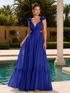Robe longue Madison à bretelles et motif floral 3D