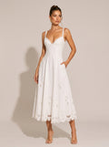 Zephrina Isadora eyelet lace-trim midi dress in white