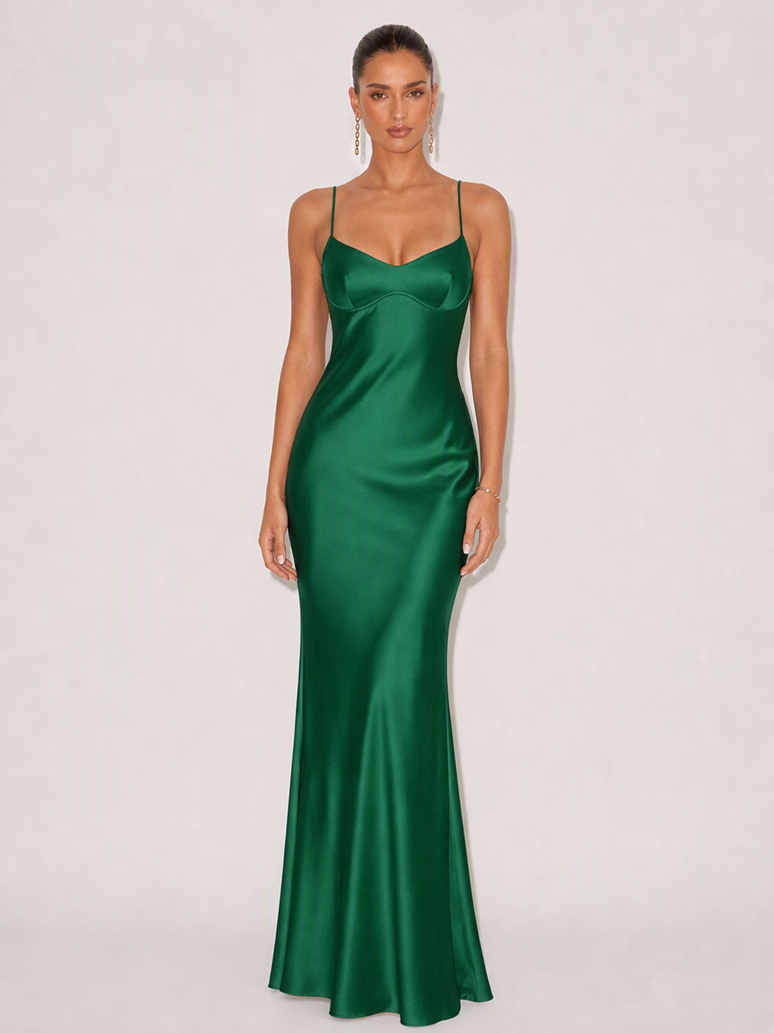 Marielle Satin Lace-Up Maxi Dress