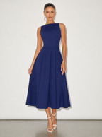 Zephrina Greta clean A-line midi dress in white