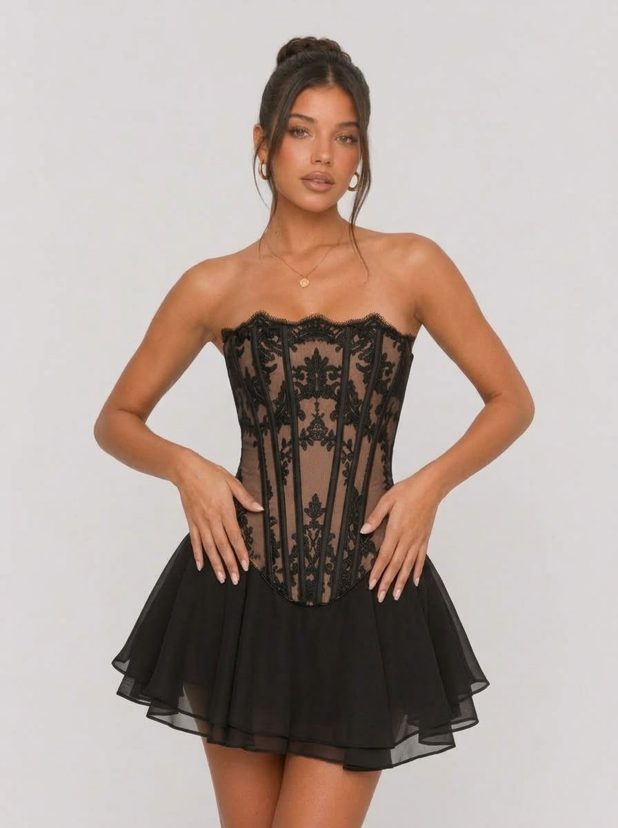 Zephrina Aurelise lace corset skirt set