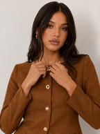 Zephrina Brenna fitted button jacket in brown
