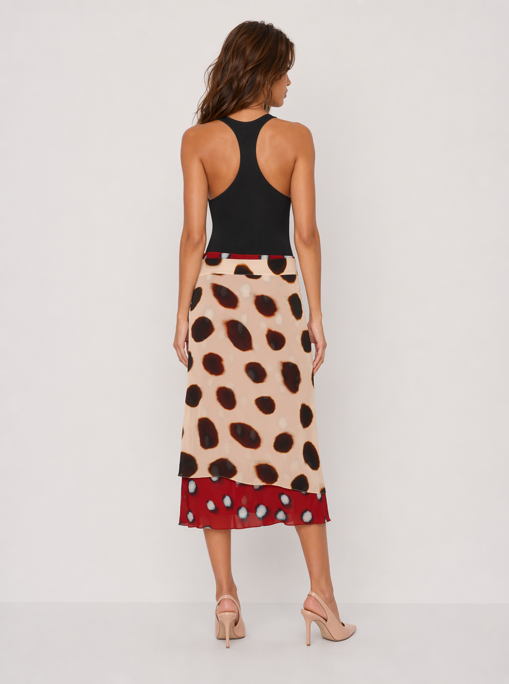 Zephrina Linnea tie-waist midi skirt in khaki