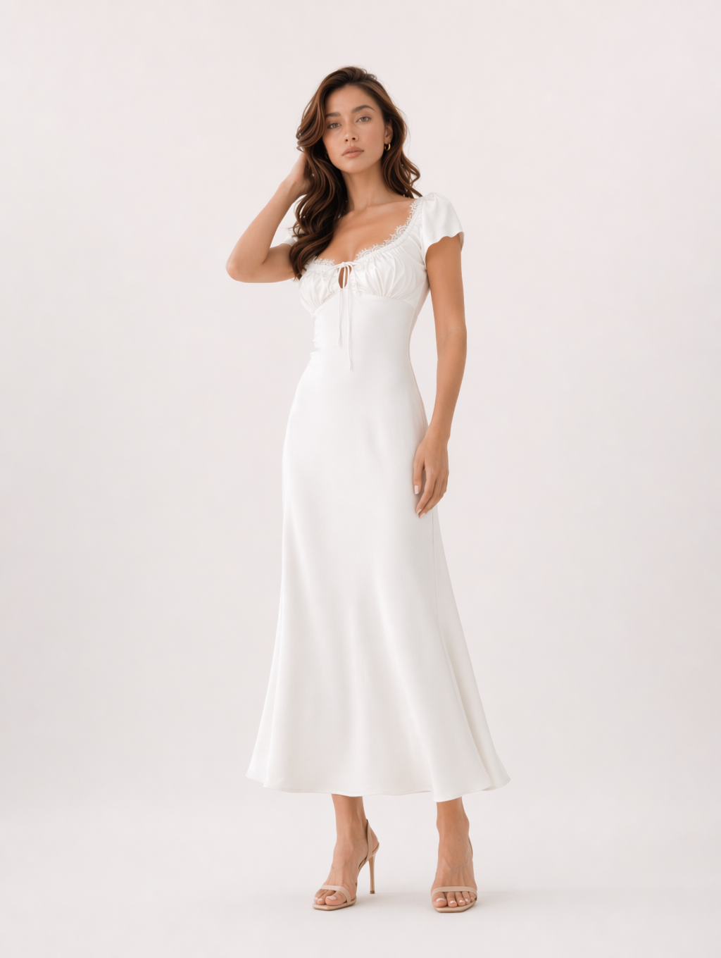 Lace-trimmed Midi Dress
