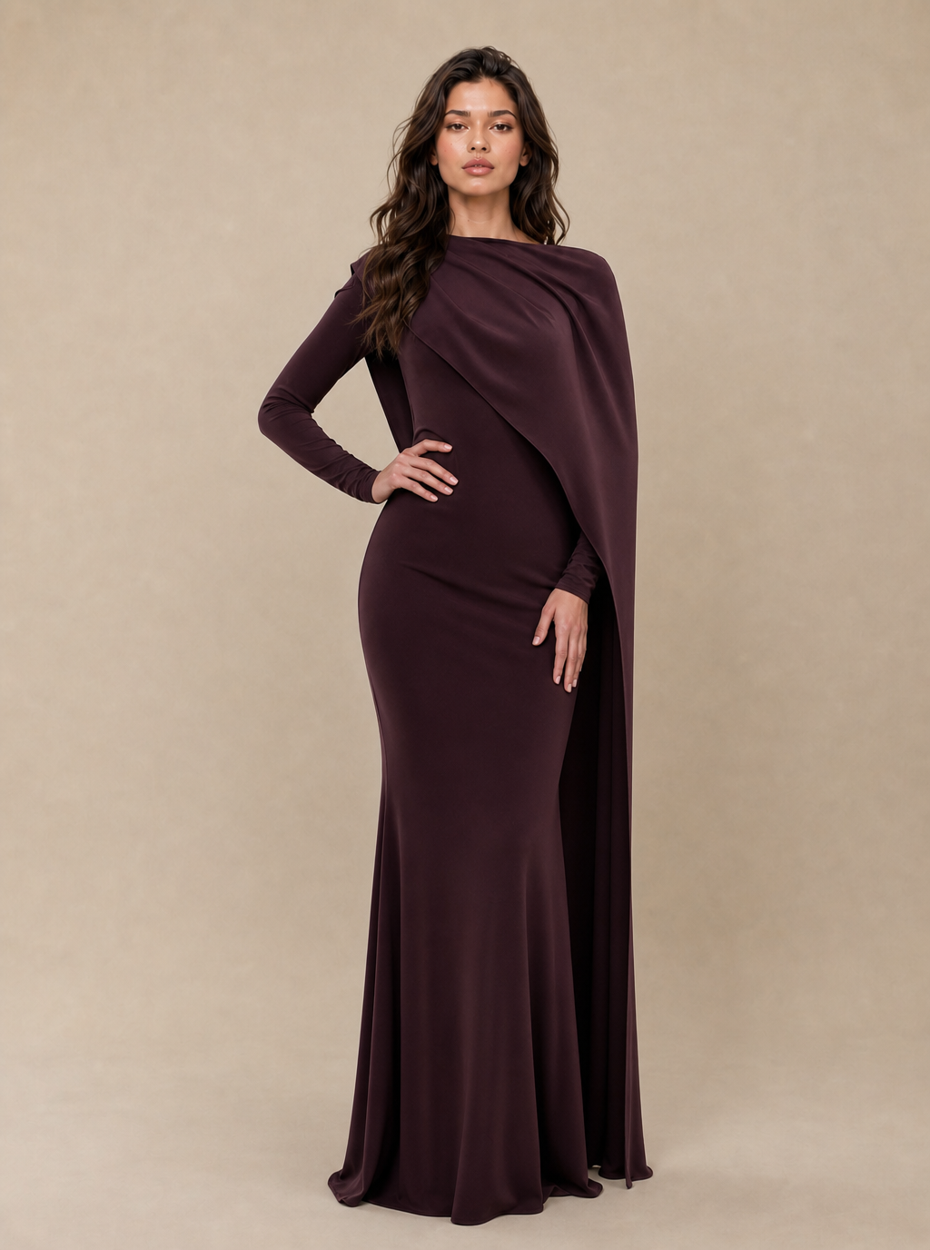 Zephrina Virelia one-shoulder draped maxi dress