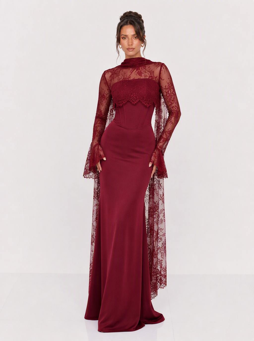 Zephrina Isadora lace drape maxi dress