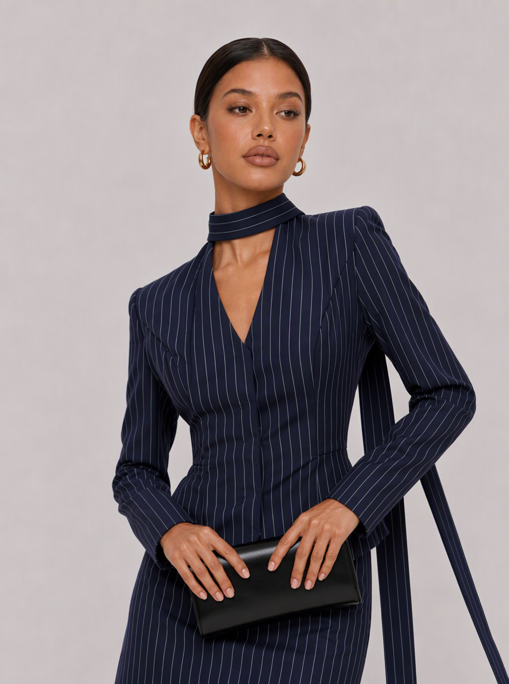 Zephrina Nolwenn pinstripe blazer set in navy