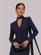 Zephrina Nolwenn pinstripe blazer set in navy