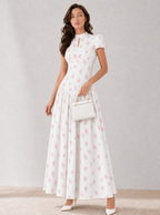 Zephrina floral drop-waist maxi dress with short sleeves