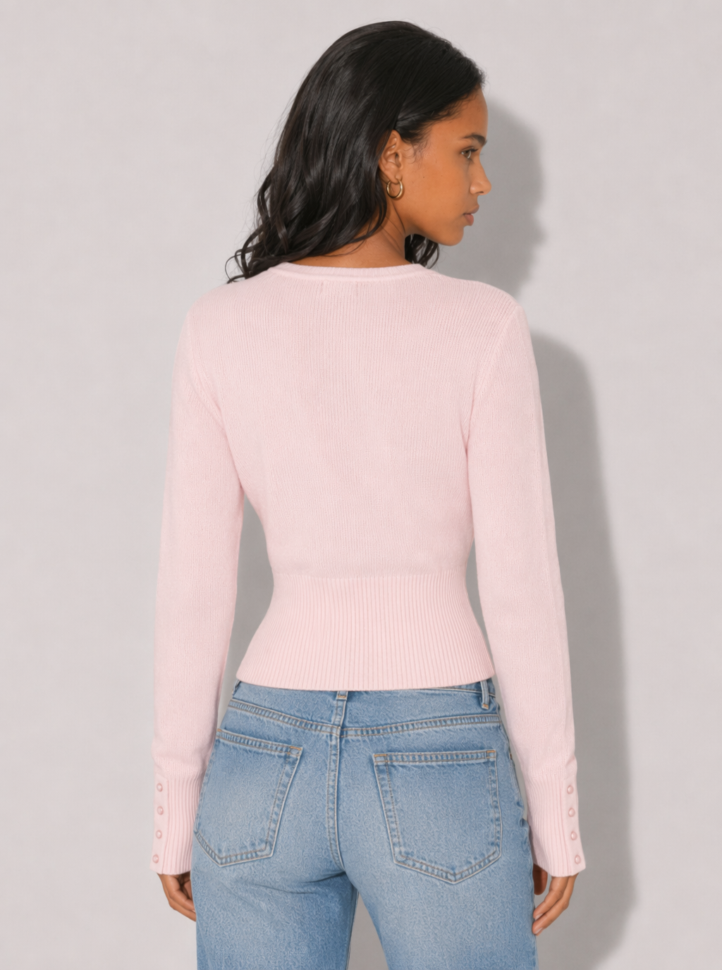 Zephrina Cassia ribbed button knit top in pink