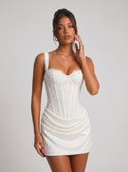Zephrina Ianthe corset-bodice mini dress in white