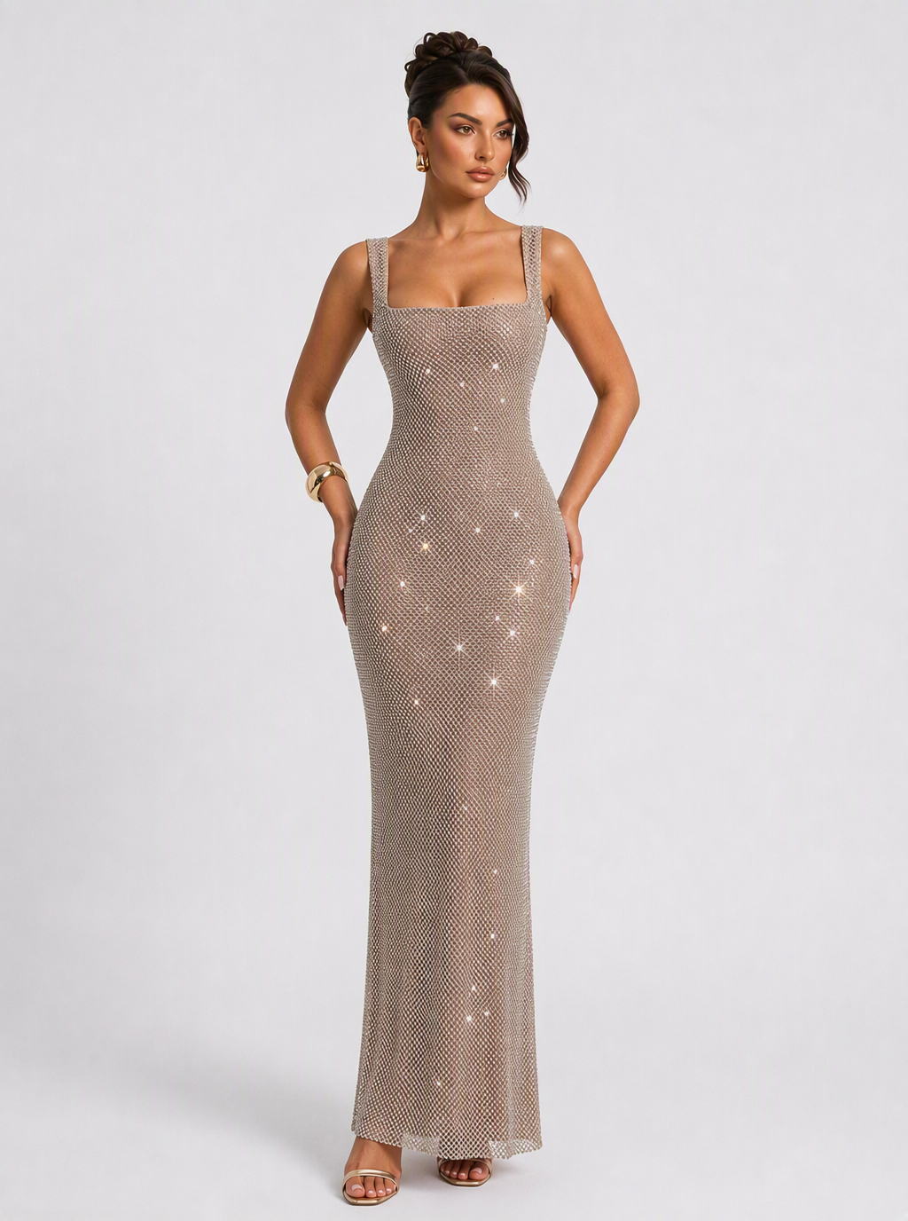Zephrina Corvina sequin square-neck maxi dress in burgundy