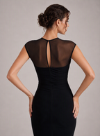 Zephrina Ophienne sheer mesh maxi dress in black