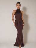 Zephrina Briony halter cutout maxi dress in black