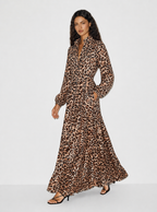 Zephrina Yvette leopard shirt maxi dress in brown