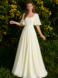 Zephrina Giselle flutter-sleeve chiffon maxi dress in yellow