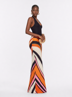 Zephrina Imogen geometric halter maxi dress in red