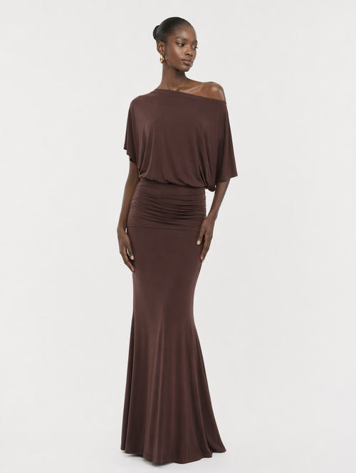 Zephrina Abigail Off Shoulder Ruched Maxi Dress