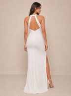 Zephrina Yverine sleeveless slit maxi dress in white