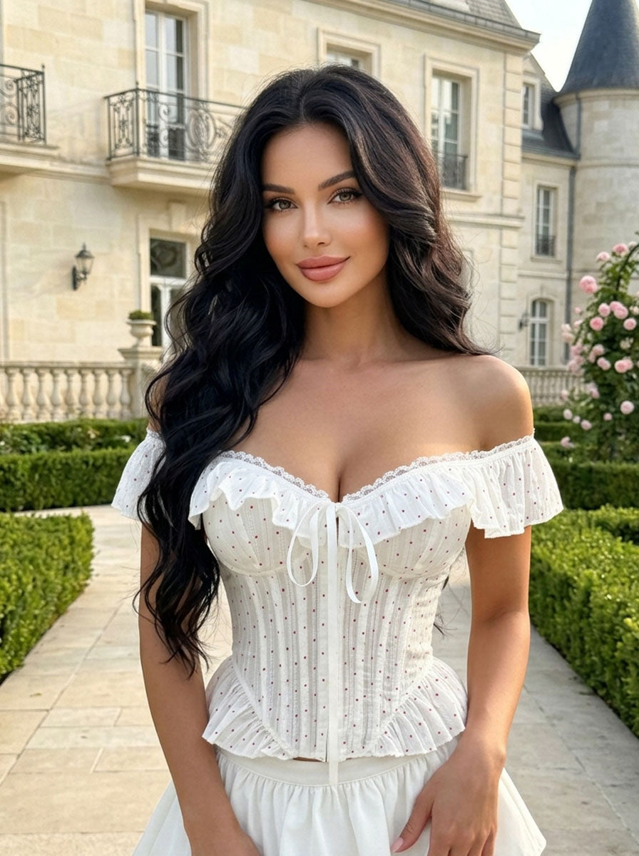 Zephrina Althea ruffle corset bra in white