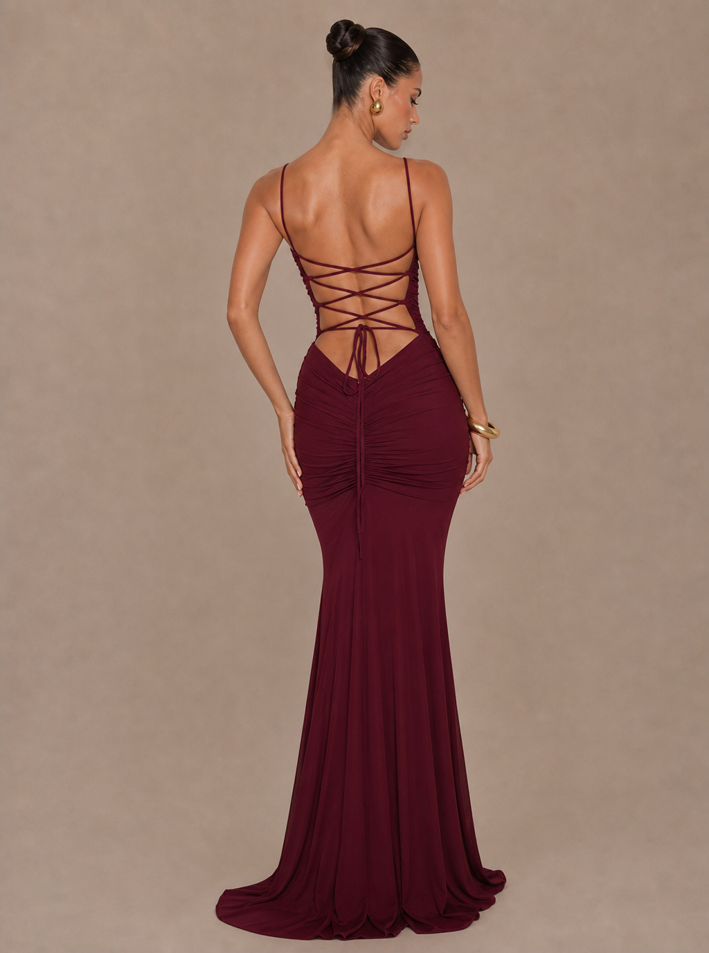 Zephrina Wrenelle ruched knit maxi dress