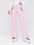 Zephrina Tuva flared ski pants in strawberry pink with black zip pockets