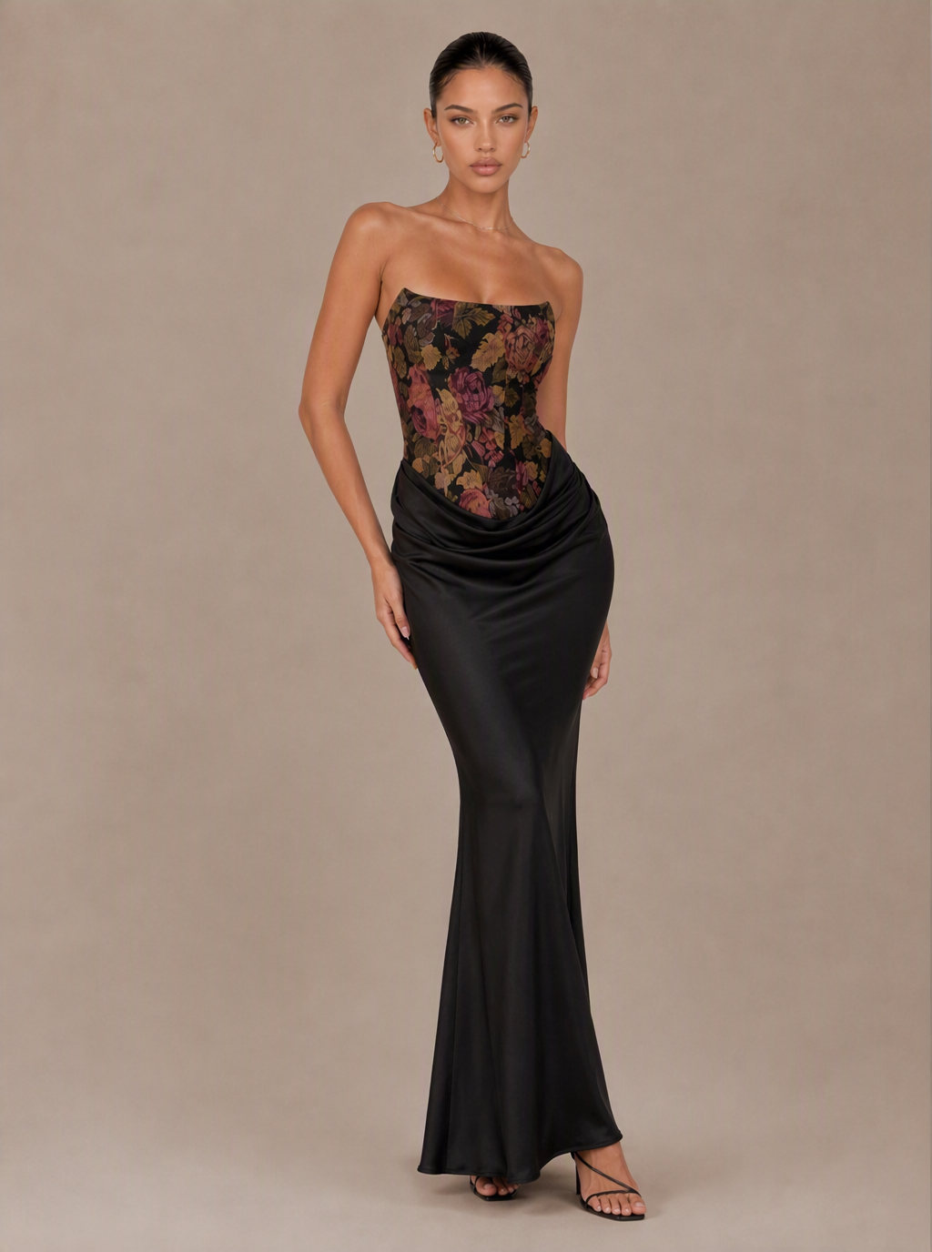 Zephrina Amabel jacquard satin maxi dress in black