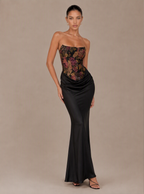 Zephrina Amabel jacquard satin maxi dress in black