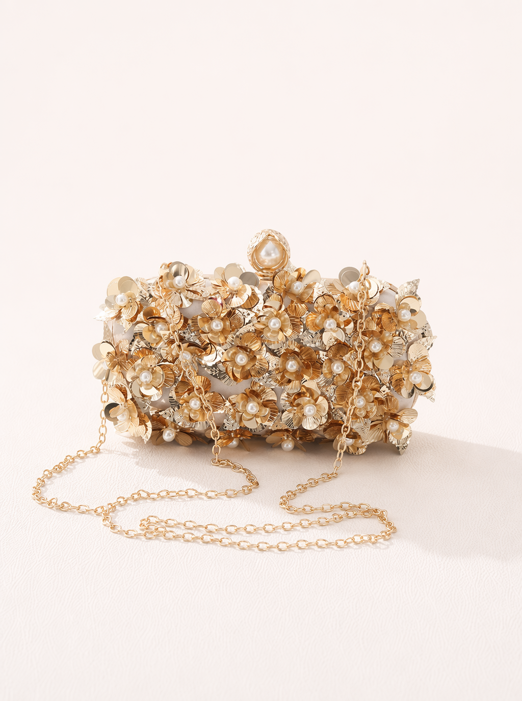 Zephrina structured evening bag in gold