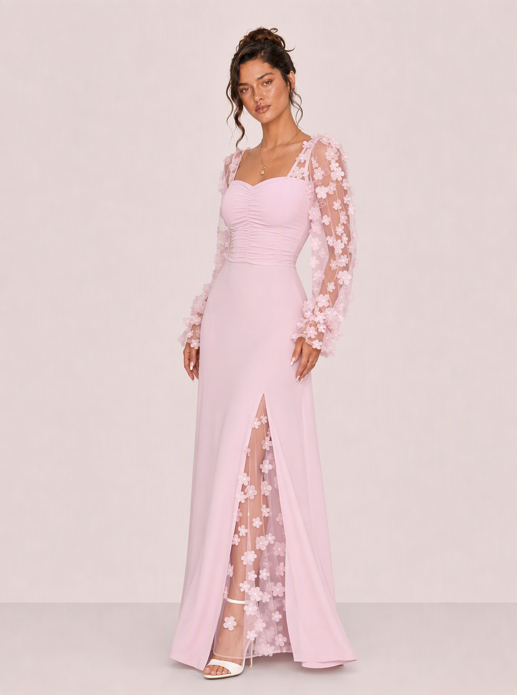 Zephrina Orlaith floral applique maxi dress in burgundy