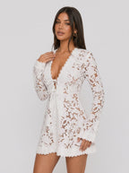 Zephrina Capucine eyelet lace mini dress in white