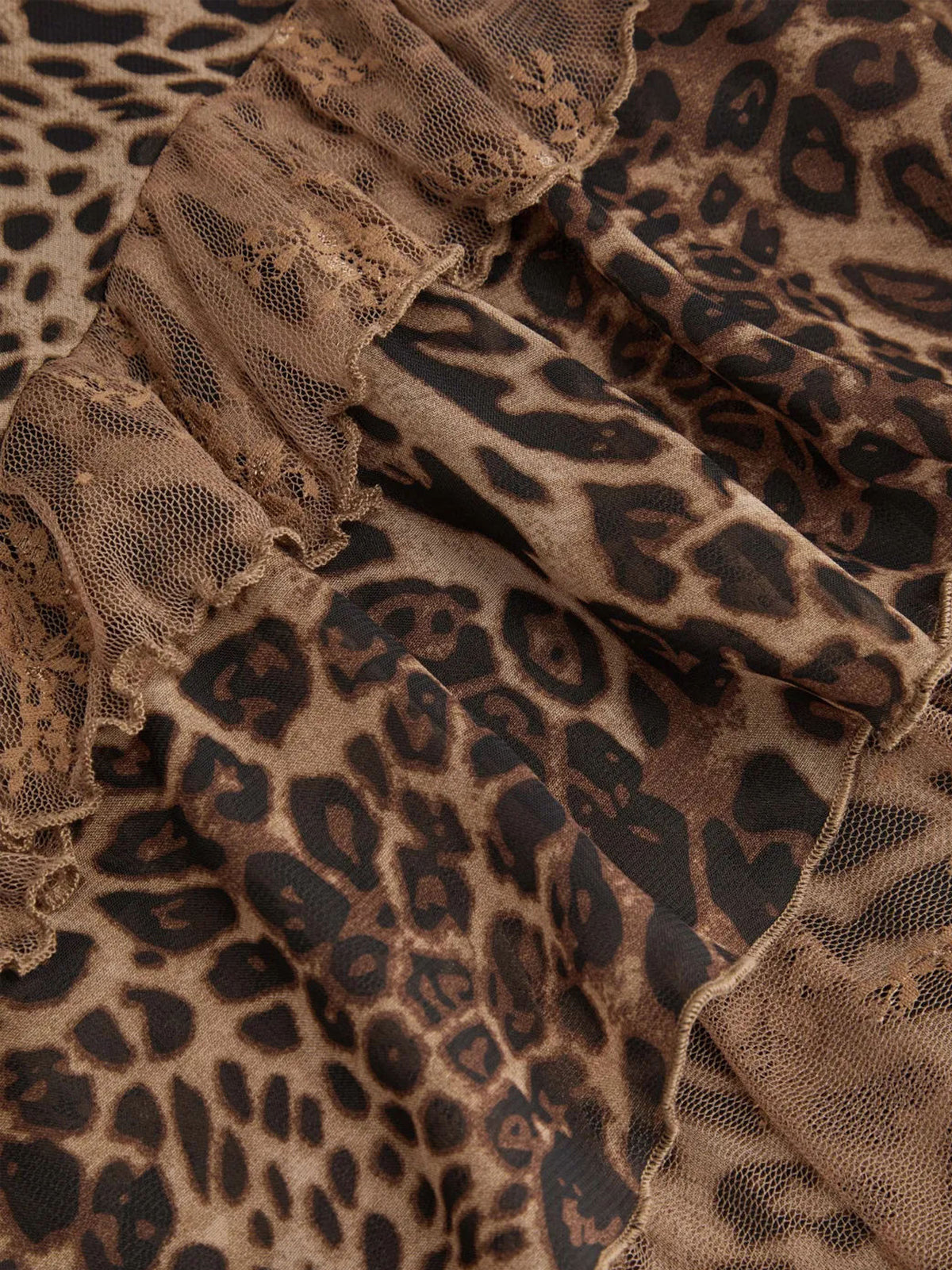Vintage Leopard Print Mesh Slip Midi Dress