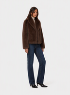 Zephrina Arabella shawl collar faux fur coat in coffee