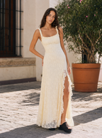Zephrina open-back stretch lace maxi dress in coffee