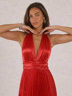 Zephrina Avenelle pleated satin maxi dress