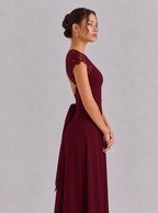 Zephrina Xaviera flutter-sleeve chiffon maxi dress