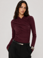 Zephrina Livia ruched knit top in dark purple