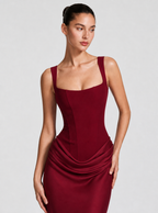 Zephrina Coralie draped satin-look maxi dress in burgundy