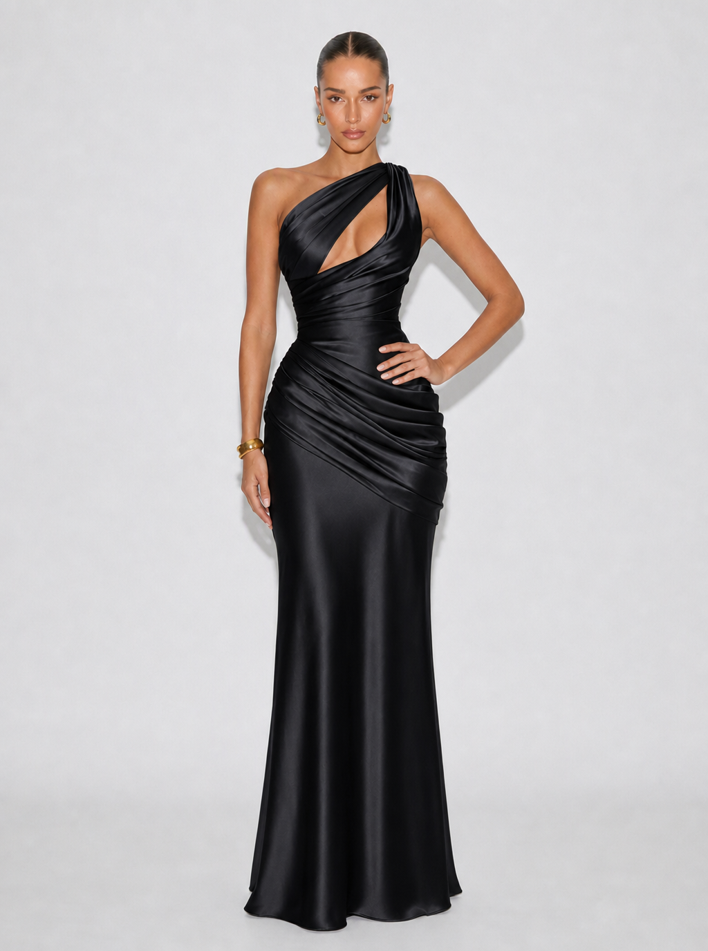 Zephrina Nola cutout satin maxi dress in green