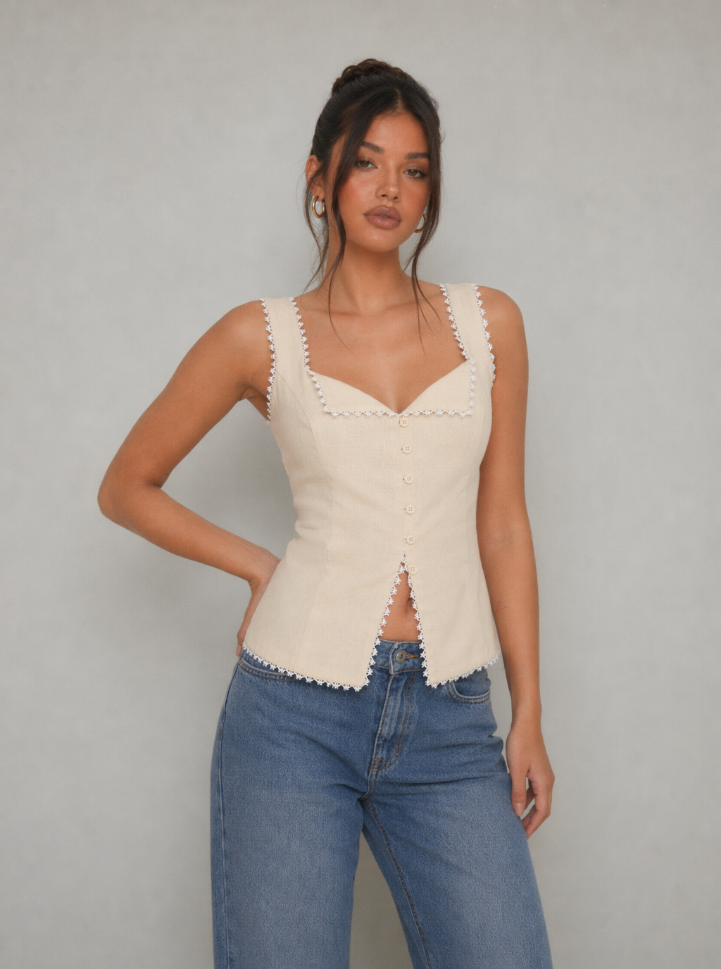 Athena Lace Trim Vest Top