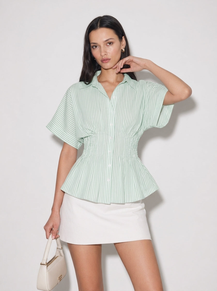 Camicia a righe arricciata Marisol