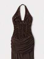 Vesper Sequin Halter Maxi Dress