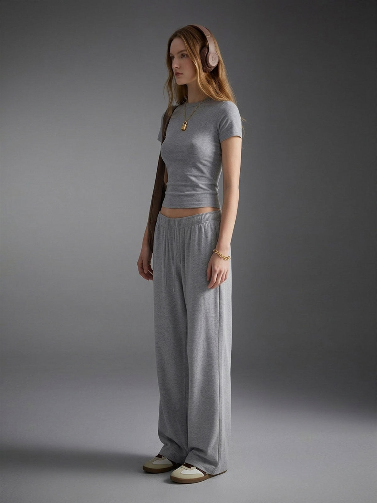Fitted Short-Sleeve Tee & Straight-Leg Pants Set