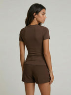 Barbara Basic Rundhals Cropped T-Shirt