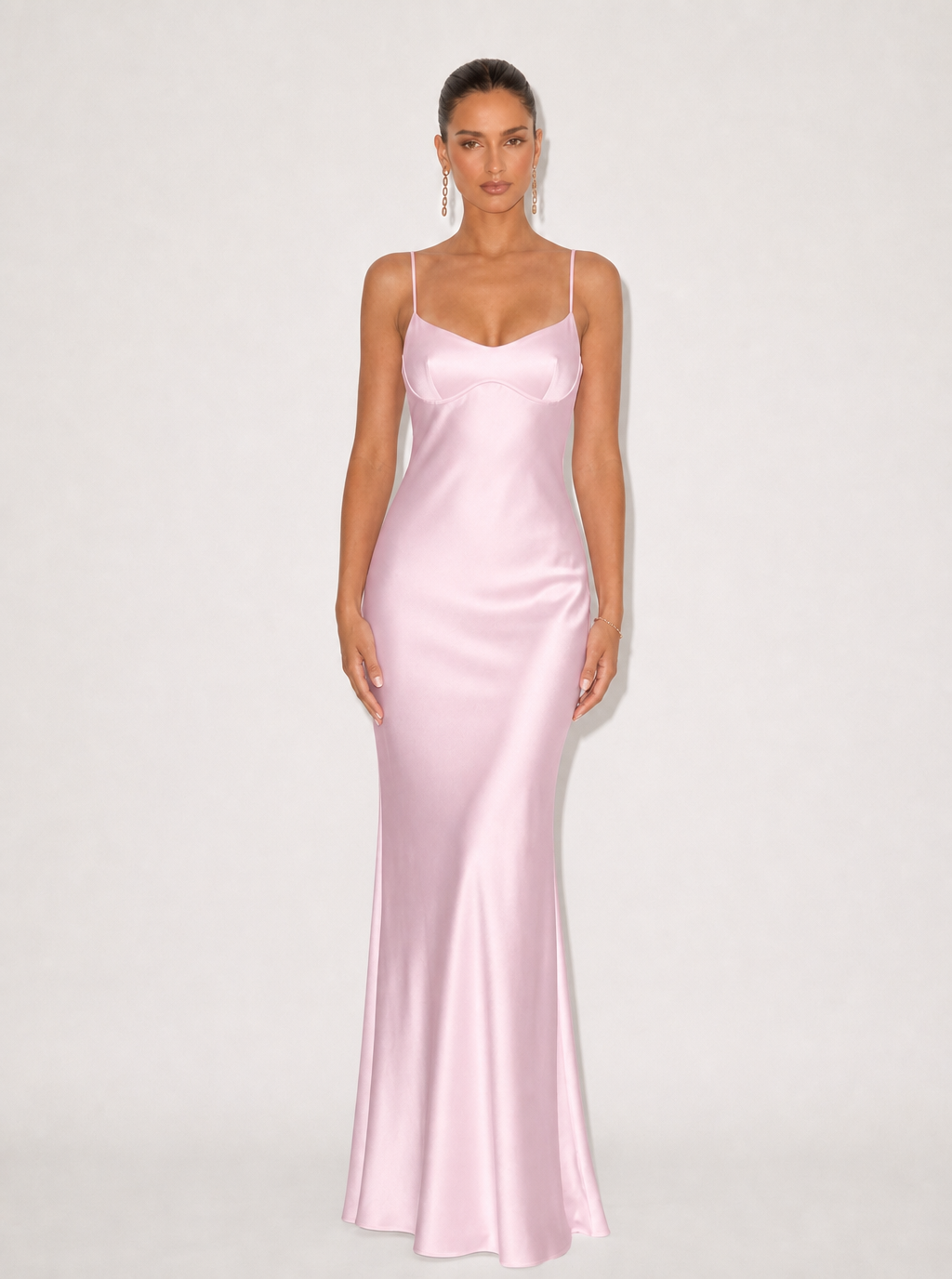 Marielle Satin Lace-Up Maxi Dress
