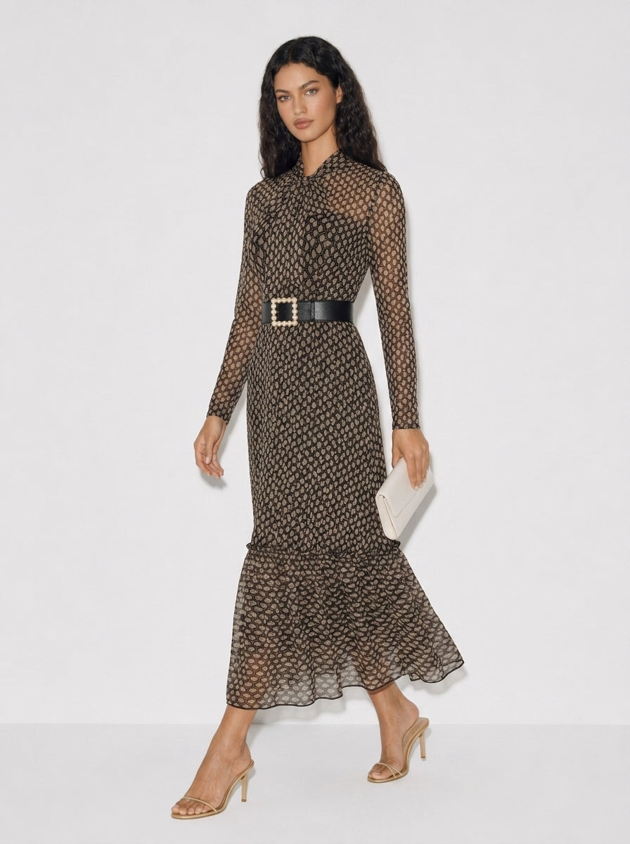 Amara Polka-Dot Maxikleid mit Schleife