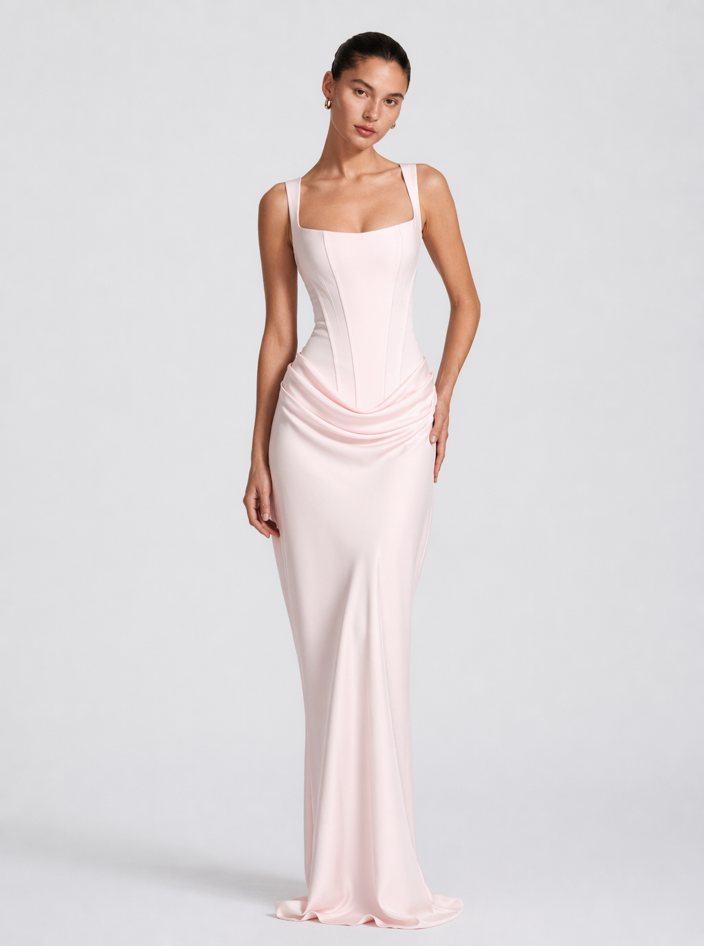 Coralie Draped Satin-Look Maxi Dress